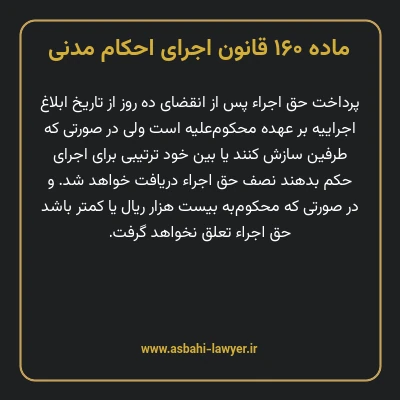 ماده ۱۶۰ قانون اجرای احکام مدنی