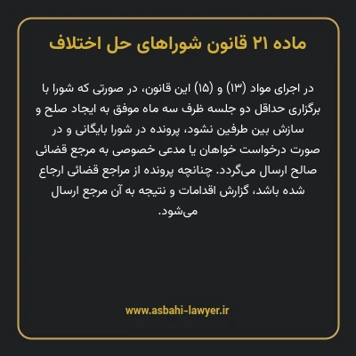 ماده ۲۱ قانون شوراهای حل اختلاف