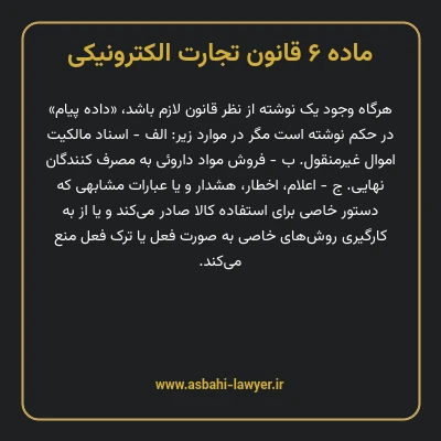 ماده ۶ قانون تجارت الکترونیکی