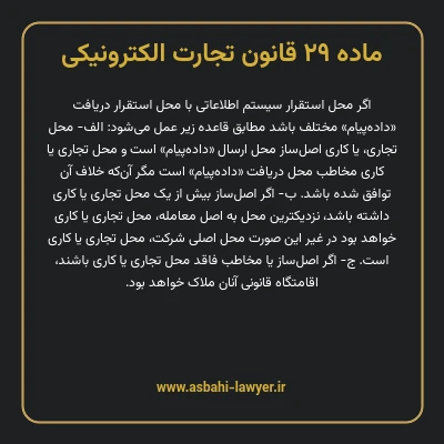 ماده ۲۹ قانون تجارت الکترونیکی