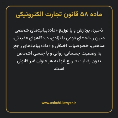 ماده ۵۸ قانون تجارت الکترونیکی