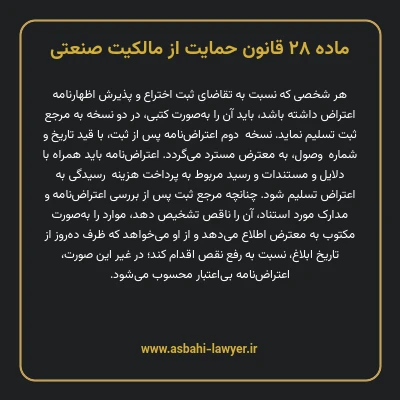 ماده ۲۸ قانون حمایت از مالکیت صنعتی