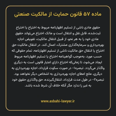 ماده ۵۷ قانون حمایت از مالکیت صنعتی