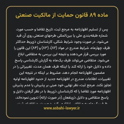 ماده ۸۹ قانون حمایت از مالکیت صنعتی