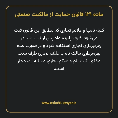 ماده ۱۲۱ قانون حمایت از مالکیت صنعتی