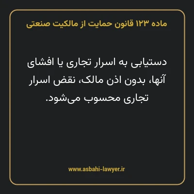 ماده ۱۲۳ قانون حمایت از مالکیت صنعتی