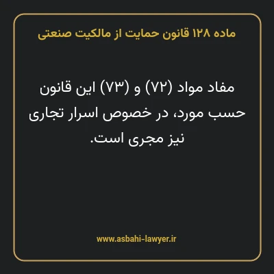 ماده ۱۲۸ قانون حمایت از مالکیت صنعتی
