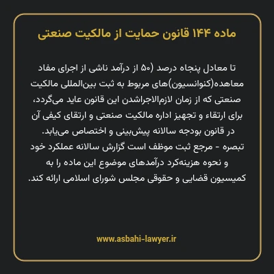 ماده ۱۴۴ قانون حمایت از مالکیت صنعتی