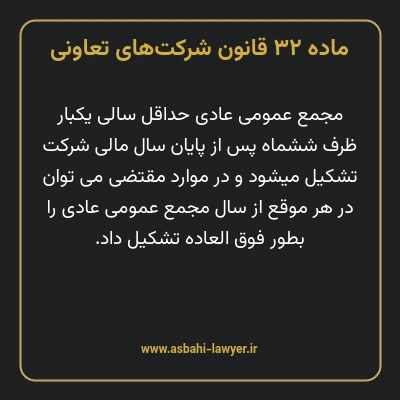 ماده ۳۲ قانون شرکت های تعاونی