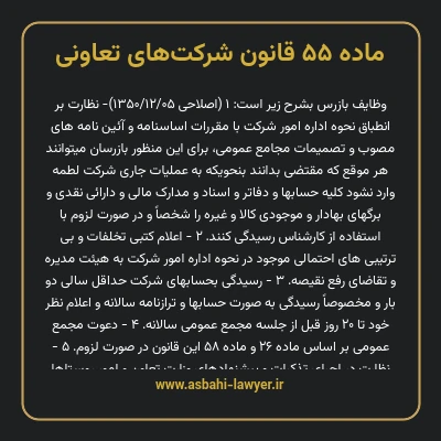 ماده ۵۵ قانون شرکت های تعاونی