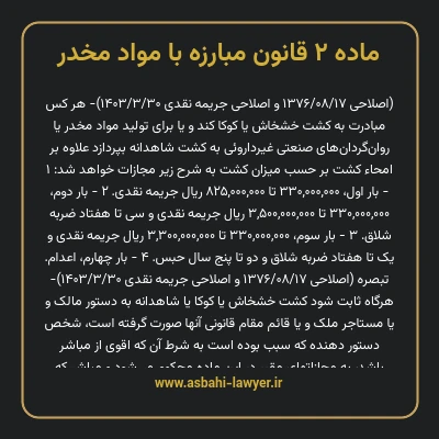 ماده ۲ قانون مبارزه با مواد مخدر