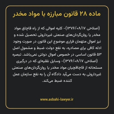 ماده ۲۸ قانون مبارزه با مواد مخدر