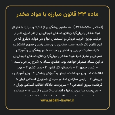 ماده ۳۳ قانون مبارزه با مواد مخدر