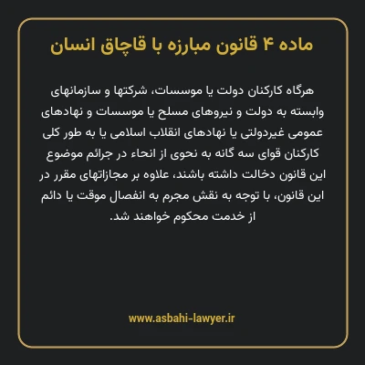 ماده ۴ قانون مبارزه با قاچاق انسان