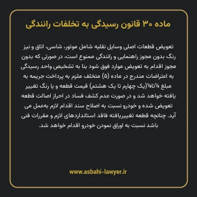 ماده ۳۰ قانون رسیدگی به تخلفات رانندگی