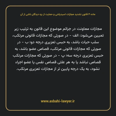 ماده ۴ قانون تشدید مجازات اسیدپاشی و حمایت از بزه دیدگان ناشی از آن