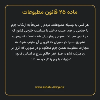 ماده ۲۵ قانون مطبوعات