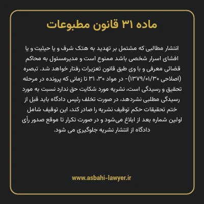 ماده ۳۱ قانون مطبوعات