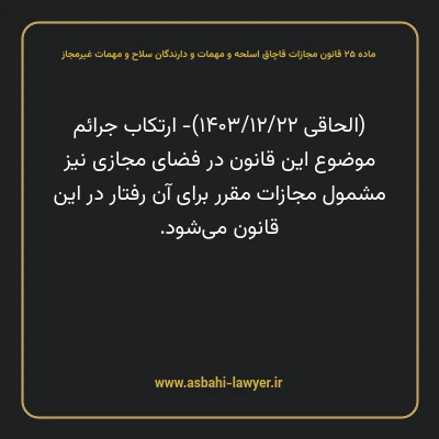 ماده ۲۵ قانون مجازات قاچاق اسلحه و مهمات و دارندگان سلاح و مهمات غیرمجاز
