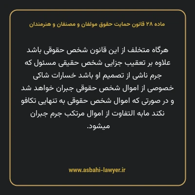 ماده ۲۸ قانون حمایت حقوق مولفان و مصنفان و هنرمندان