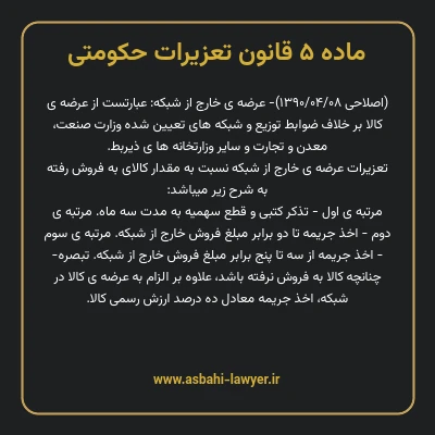 ماده ۵ قانون تعزیرات حکومتی