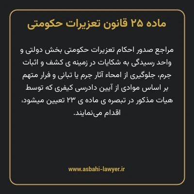ماده ۲۵ قانون تعزیرات حکومتی