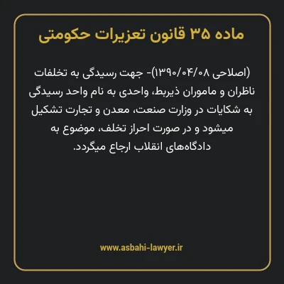 ماده ۳۵ قانون تعزیرات حکومتی