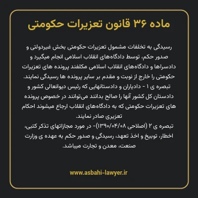 ماده ۳۶ قانون تعزیرات حکومتی