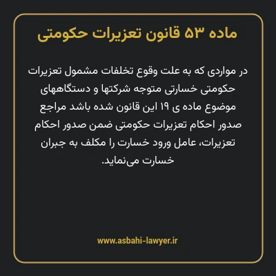 ماده ۵۳ قانون تعزیرات حکومتی