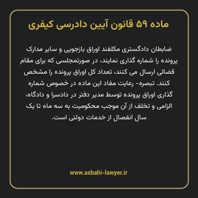 ماده ۵۹ قانون آیین دادرسی کیفری