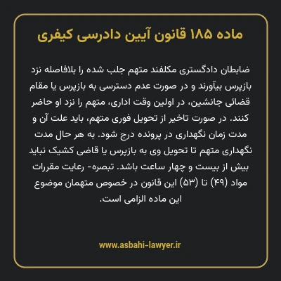 ماده ۱۸۵ قانون آیین دادرسی کیفری