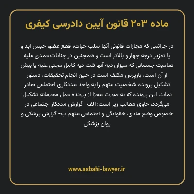 ماده ۲۰۳ قانون آیین دادرسی کیفری