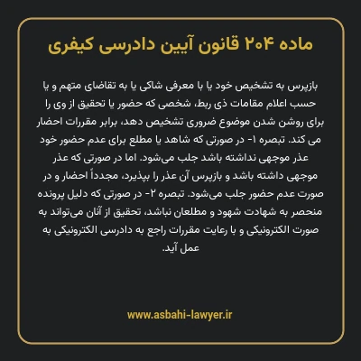 ماده ۲۰۴ قانون آیین دادرسی کیفری