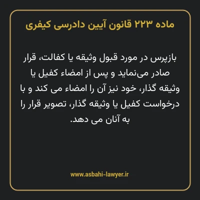 ماده ۲۲۳ قانون آیین دادرسی کیفری