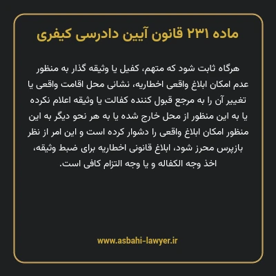 ماده ۲۳۱ قانون آیین دادرسی کیفری