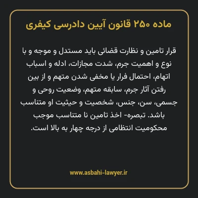 ماده ۲۵۰ قانون آیین دادرسی کیفری