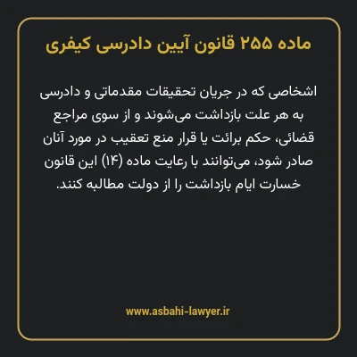 ماده ۲۵۵ قانون آیین دادرسی کیفری