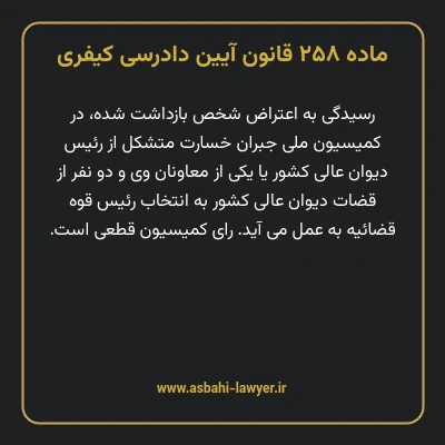 ماده ۲۵۸ قانون آیین دادرسی کیفری