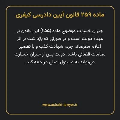 ماده ۲۵۹ قانون آیین دادرسی کیفری