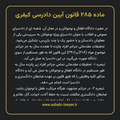 ماده ۲۸۵ قانون آیین دادرسی کیفری