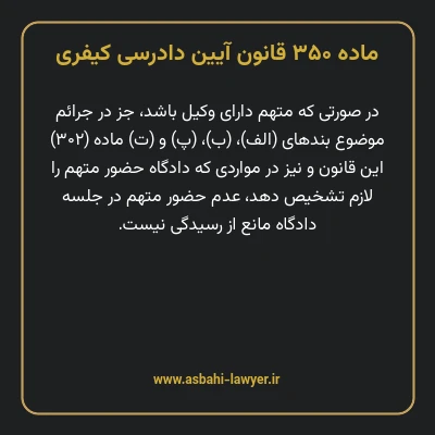 ماده ۳۵۰ قانون آیین دادرسی کیفری