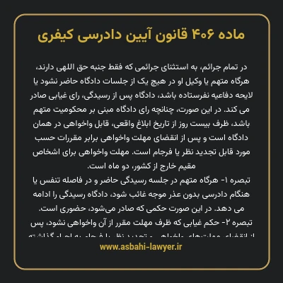 ماده ۴۰۶ قانون آیین دادرسی کیفری