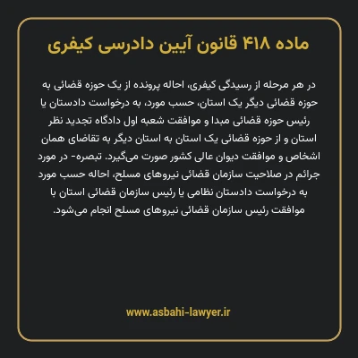 ماده ۴۱۸ قانون آیین دادرسی کیفری