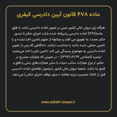 ماده ۴۷۸ قانون آیین دادرسی کیفری