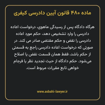 ماده ۴۸۰ قانون آیین دادرسی کیفری