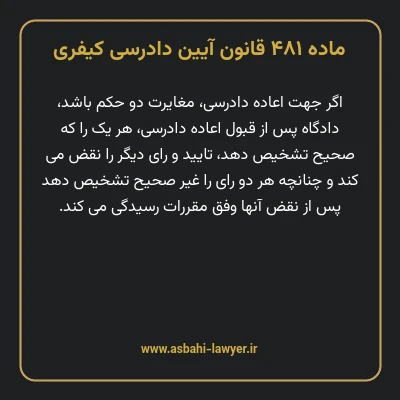 ماده ۴۸۱ قانون آیین دادرسی کیفری