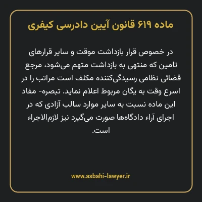 ماده ۶۱۹ قانون آیین دادرسی کیفری
