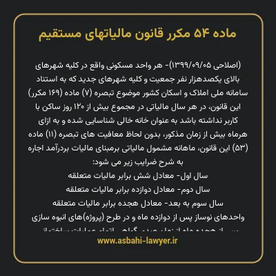ماده ۵۴ مکرر قانون مالیات های مستقیم