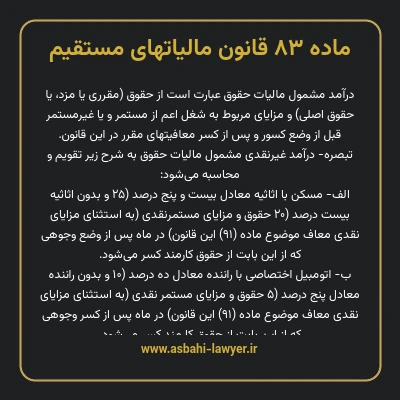 ماده ۸۳ قانون مالیات های مستقیم