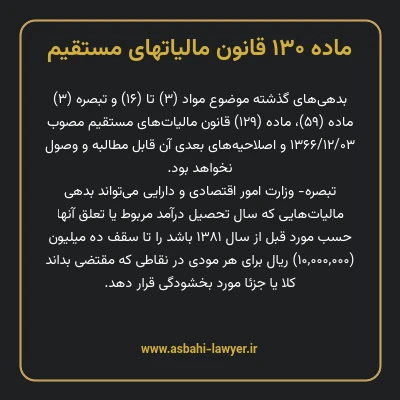 ماده ۱۳۰ قانون مالیات های مستقیم